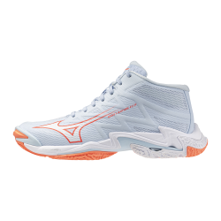 foto MIZUNO WAVE LIGHTNING ELITE MID W BLUE FLINCH WHITE LAVA ORANGE